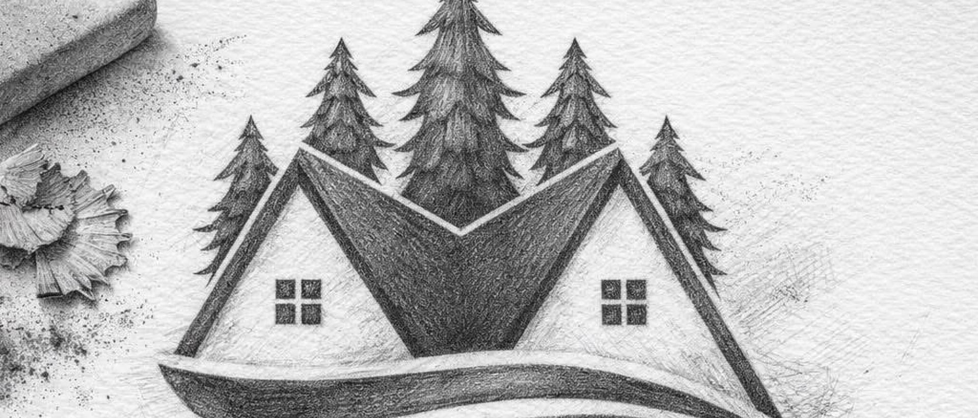 logo hotel les cernets val de travers noir et blanc desing