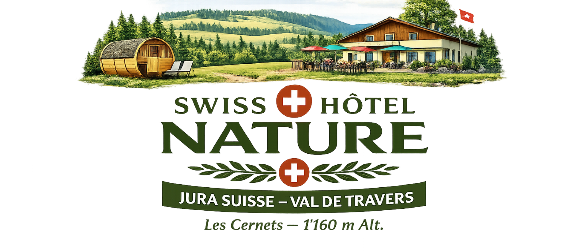 Logo Hôtel Les Cernets Jura suisse Val de Travers nature 