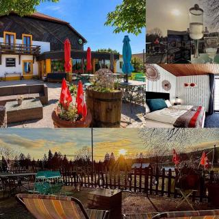 Les Cernets avec terrasse, chambres, et ambiance naturelle dans le Jura suisse